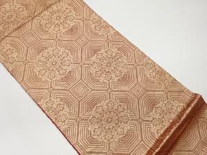 リサイクル　華紋に幾何学模様織出し袋帯